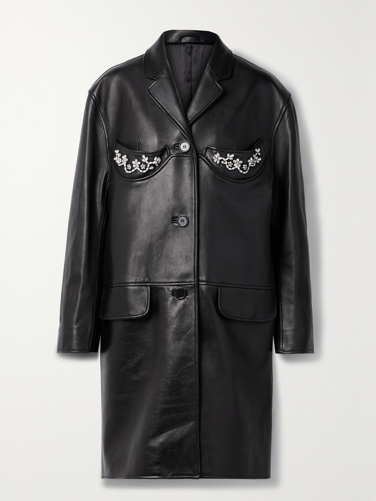 Simone Rocha - Embellished Leather Jacket - Black