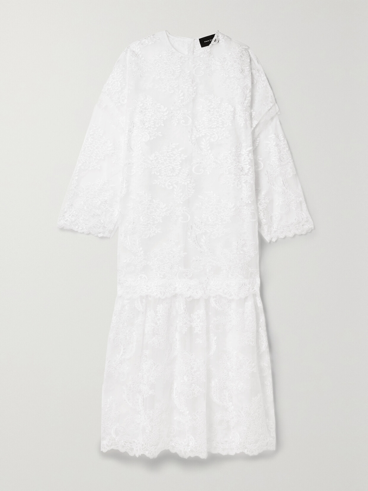 Simone Rocha Embroidered Tulle Maxi Dress In Ivory