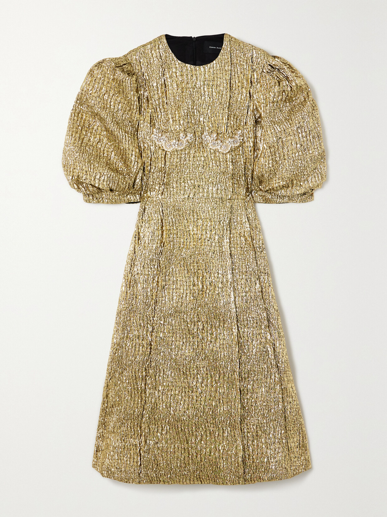 Simone Rocha - Embellished Metallic Cloqué Midi Dress - Gold