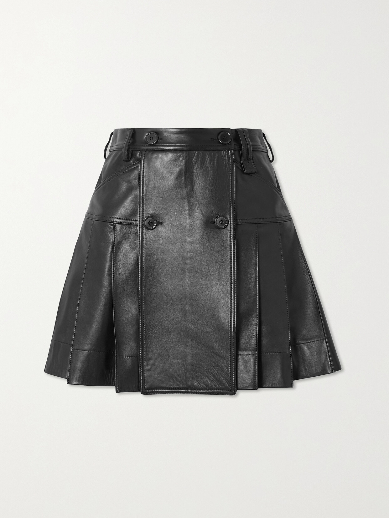 Simone Rocha - Pleated Leather Mini Skirt - Black