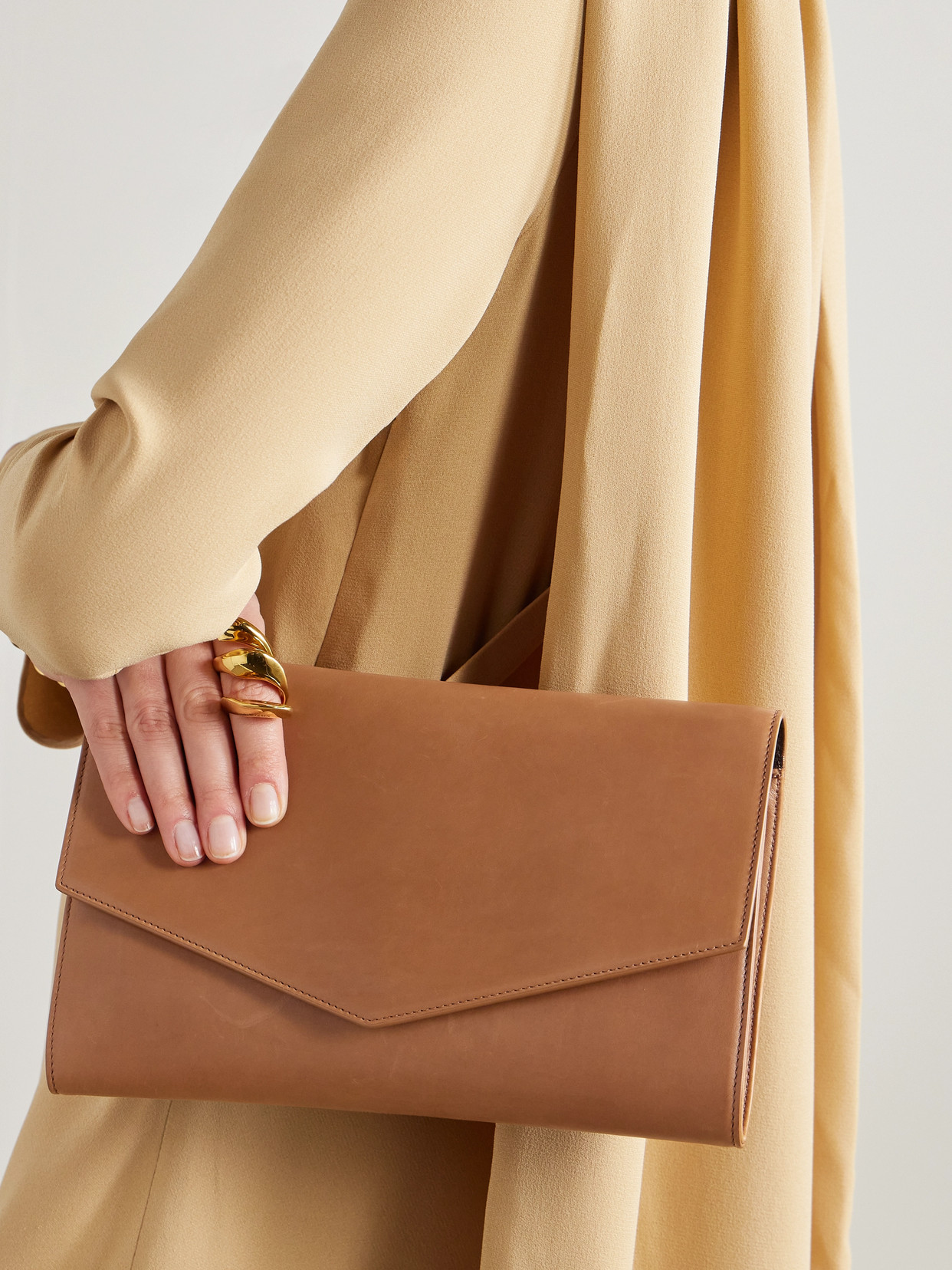 Shop The Row Envelope Large Leather Shoulder Bag In Brown