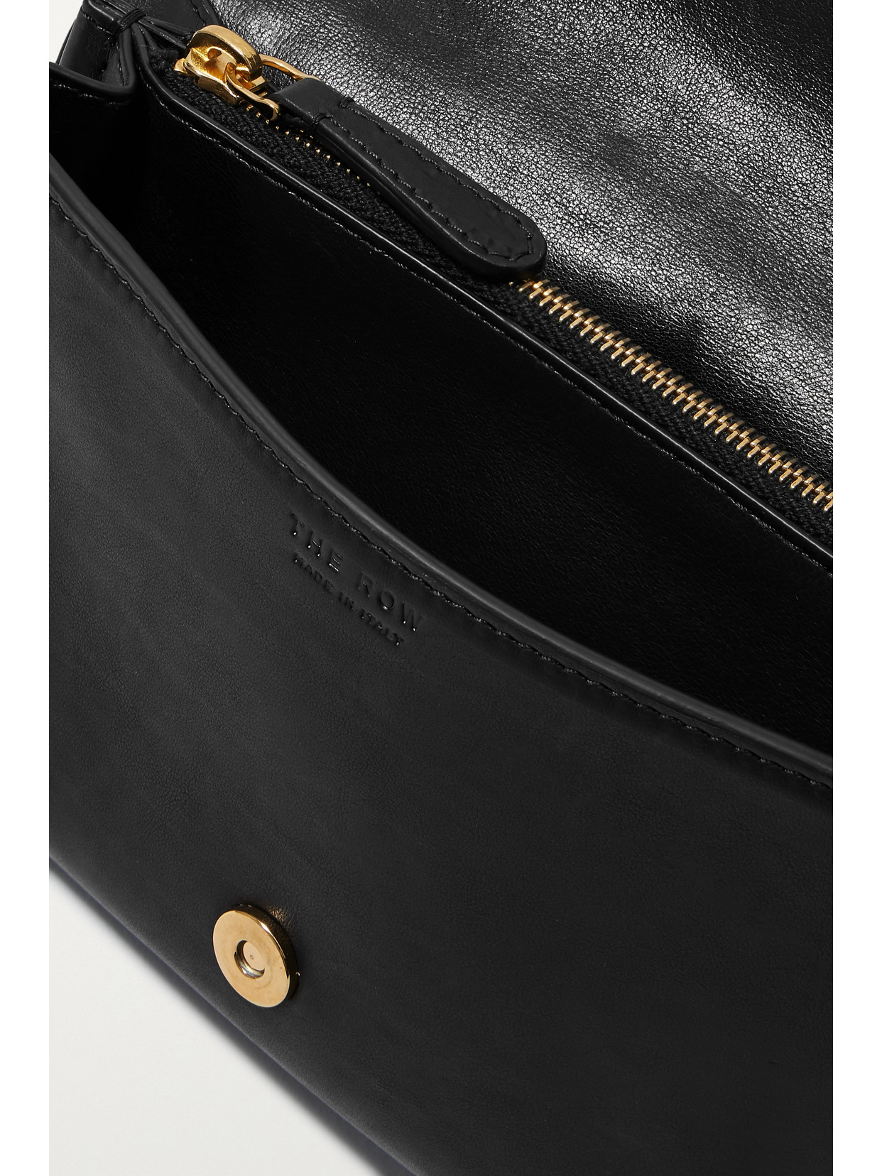 The Row Envelope Leather Shoulder Bag In Black