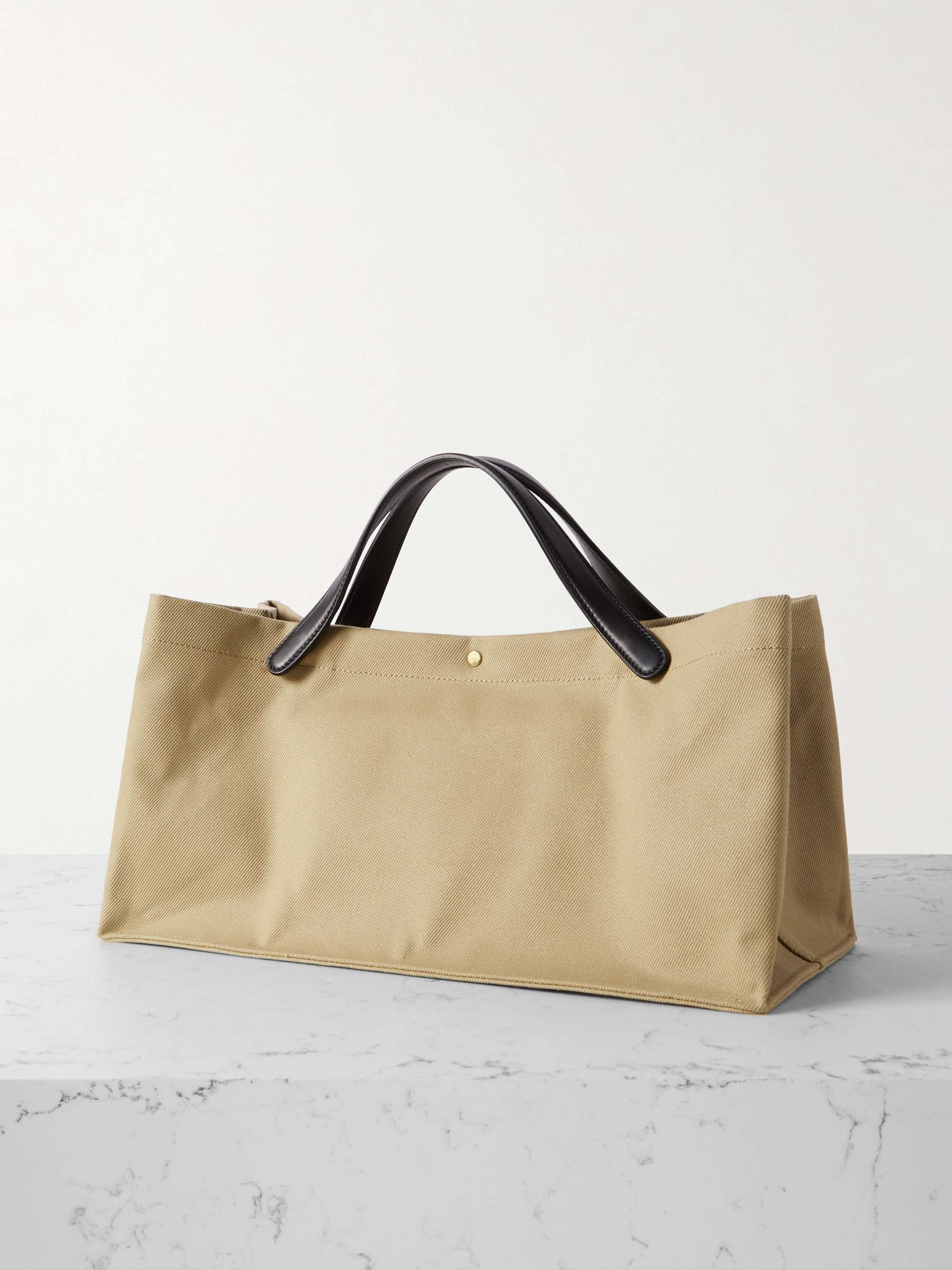 THE ROW Idaho medium leathertrimmed cottontwill tote NETAPORTER
