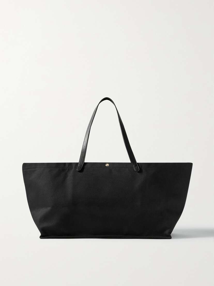 The Row Idaho Xl Leather-trimmed Cotton-twill Tote