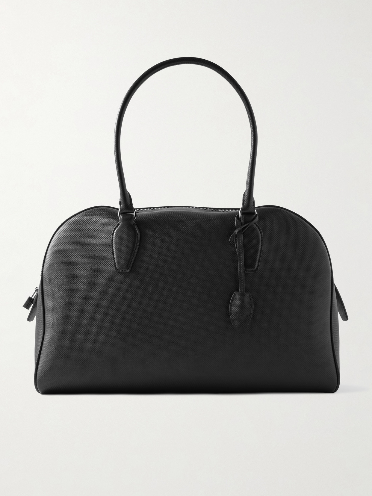 The Row India Textured-leather Tote - Black