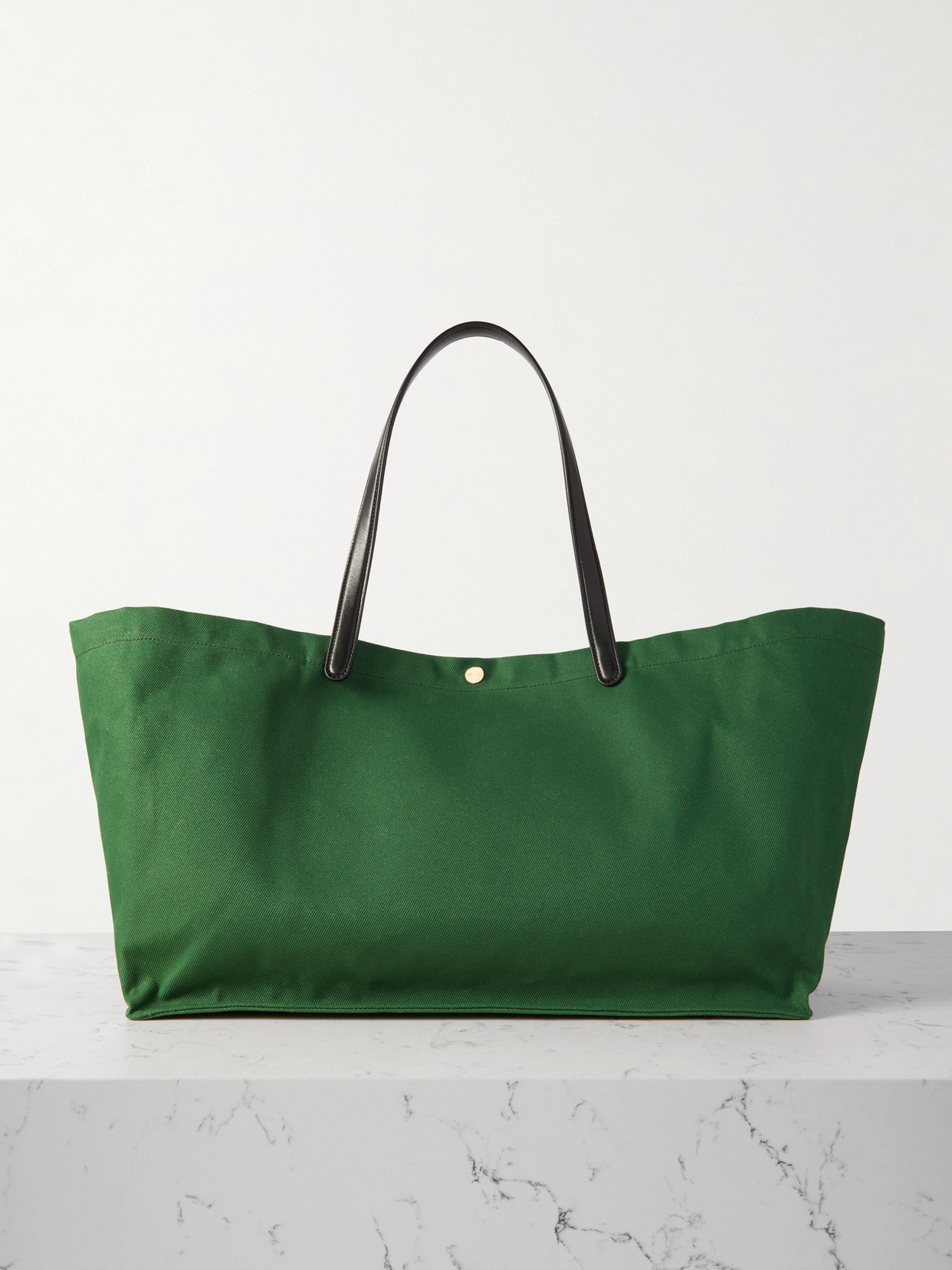 THE ROW IDAHO XL LEATHER-TRIMMED COTTON-TWILL TOTE