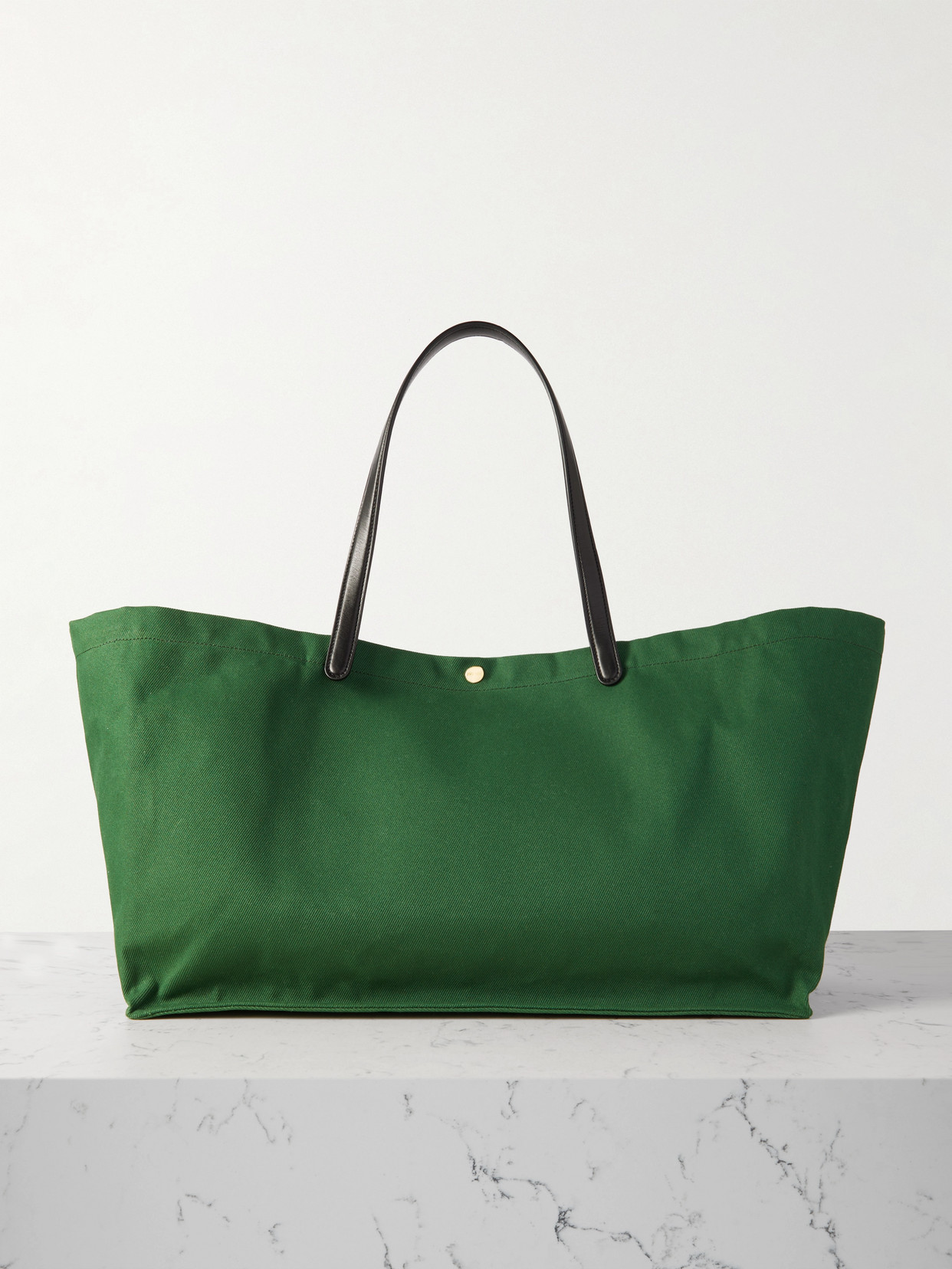 The Row - Idaho Xl Leather-trimmed Cotton-twill Tote - Green