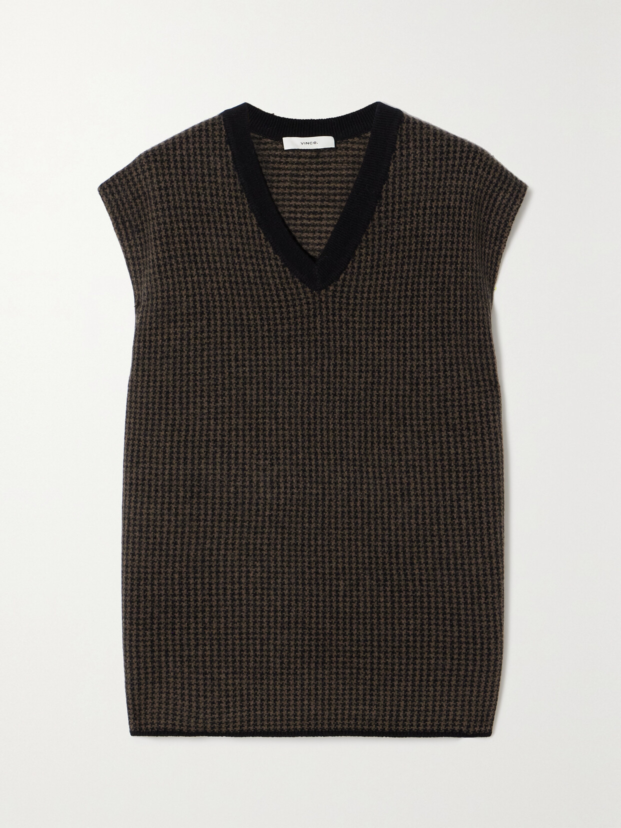 VINCE HOUNDSTOOTH WOOL AND CASHMERE-BLEND VEST