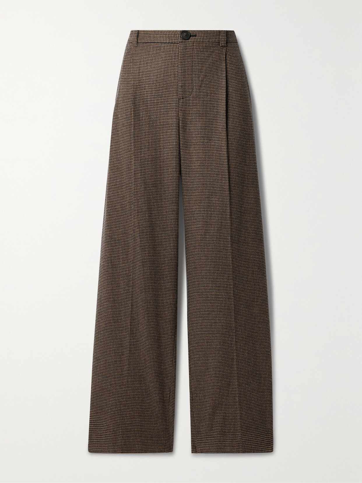 VINCE HOUNDSTOOTH PLEATED WOVEN WIDE-LEG PANTS