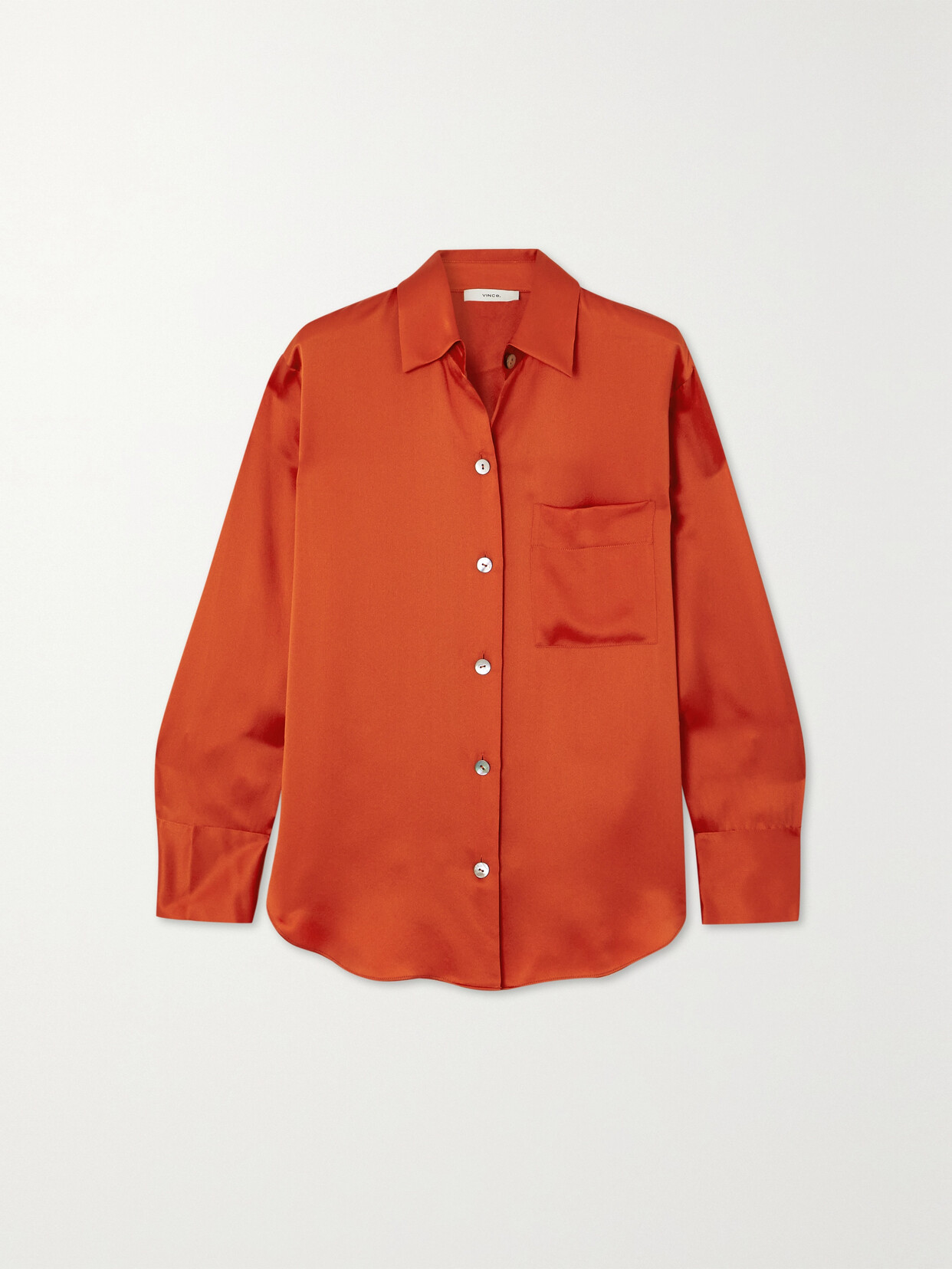 Vince - Silk-satin Shirt - Orange