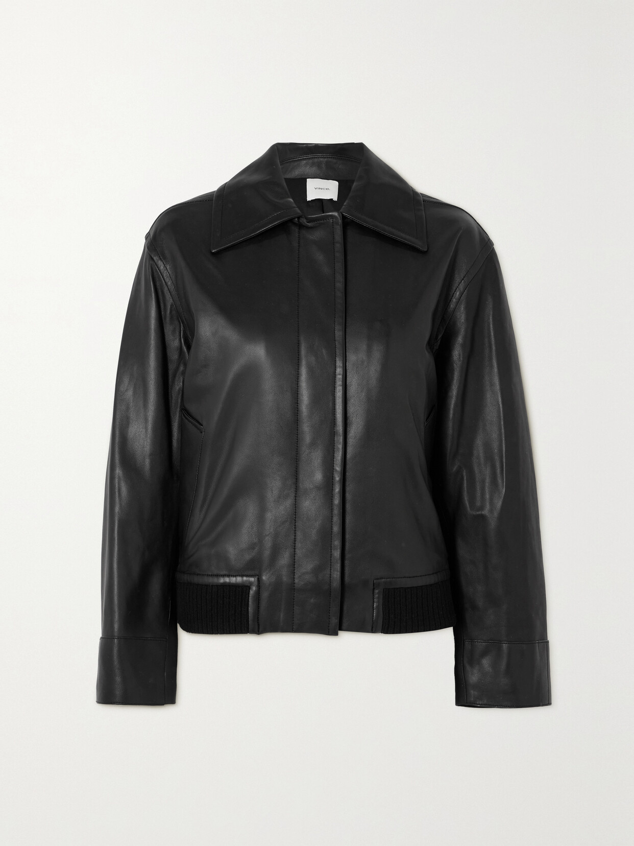 Vince - Leather Bomber Jacket - Black