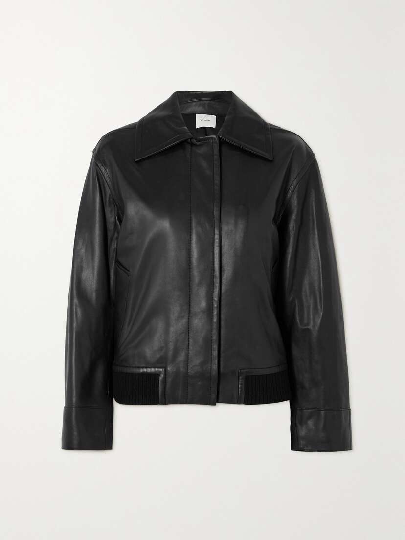 Vince Leather Bomber Jacket - x large