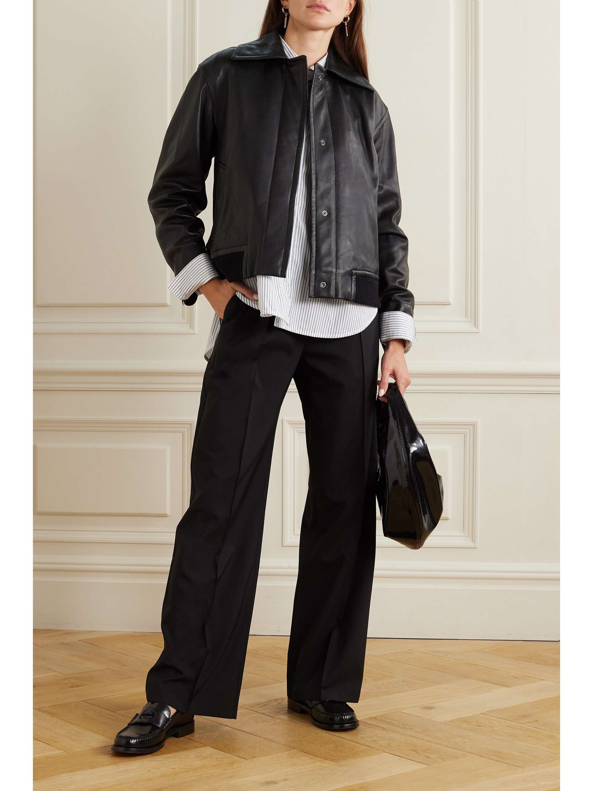 Vince leather bomber jacket discount
