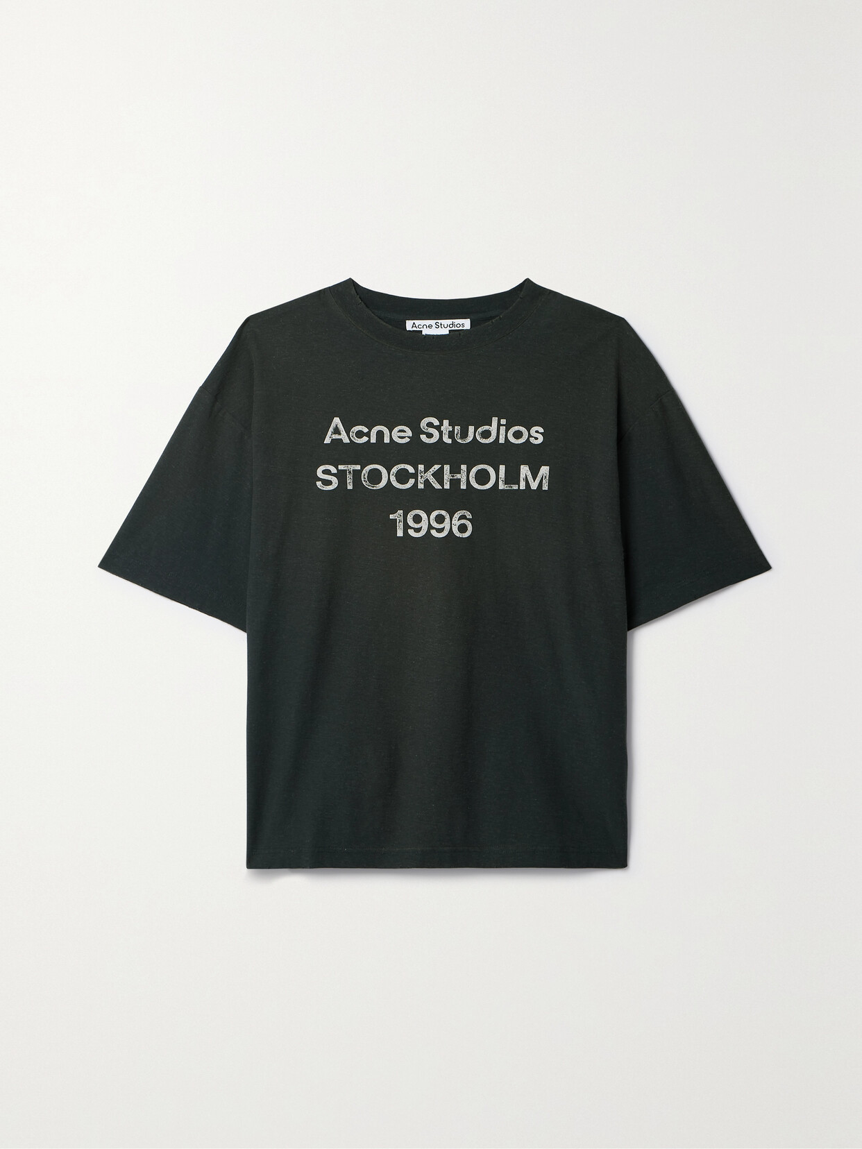 Acne Studios Printed Distressed Organic Cotton-jersey T-shirt In Black