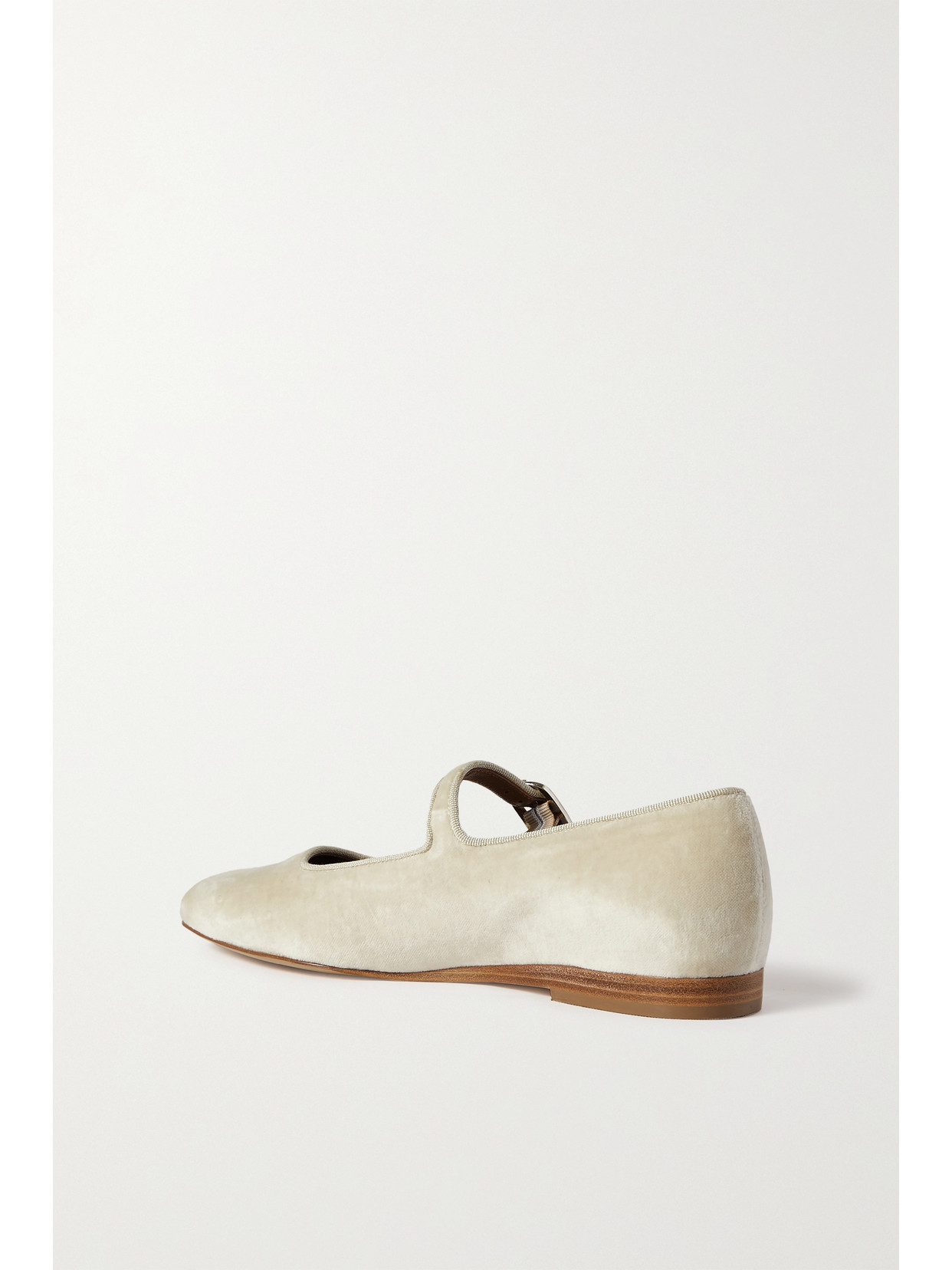 Shop Le Monde Beryl Grosgrain-trimmed Velvet Mary Jane Ballet Flats In White