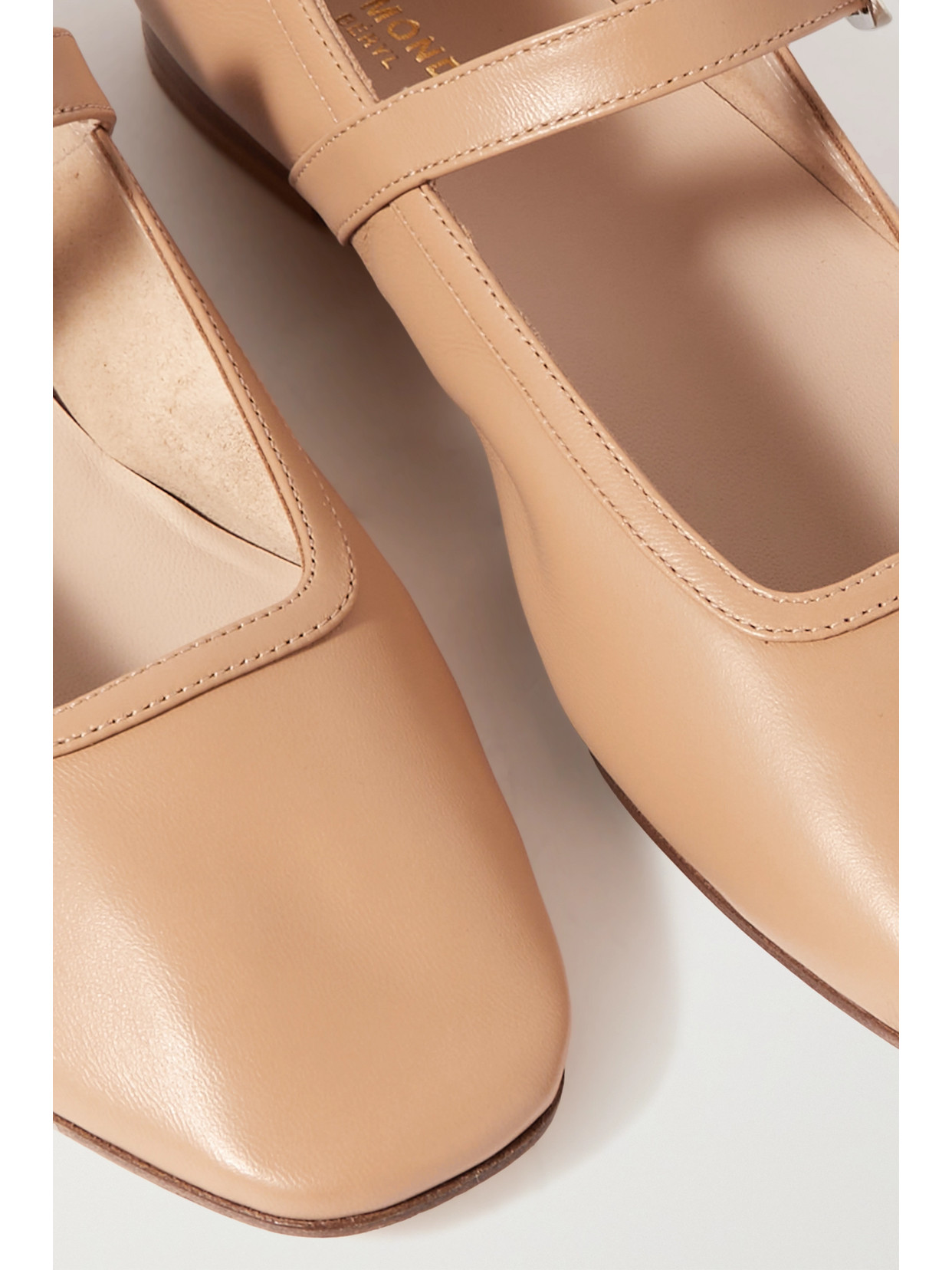 Shop Le Monde Beryl Leather Mary Jane Ballet Flats In Neutrals