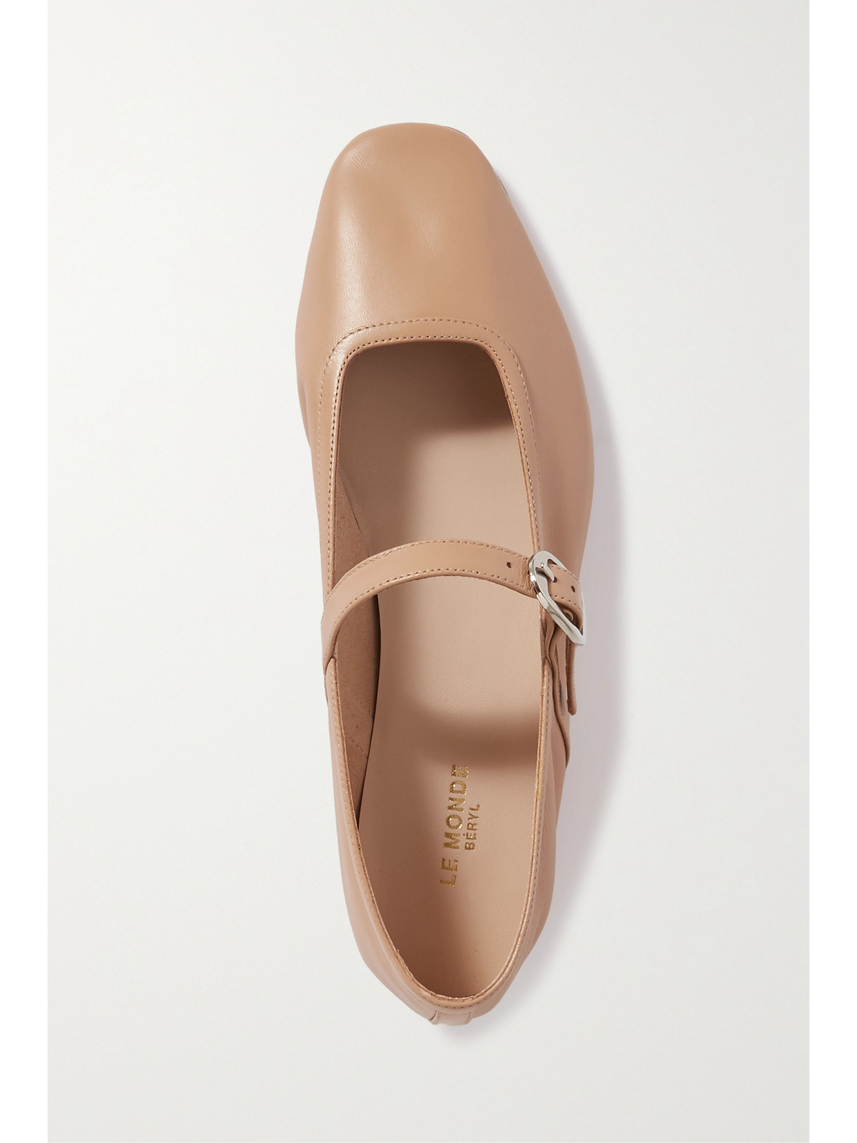 Shop Le Monde Beryl Leather Mary Jane Ballet Flats In Neutrals