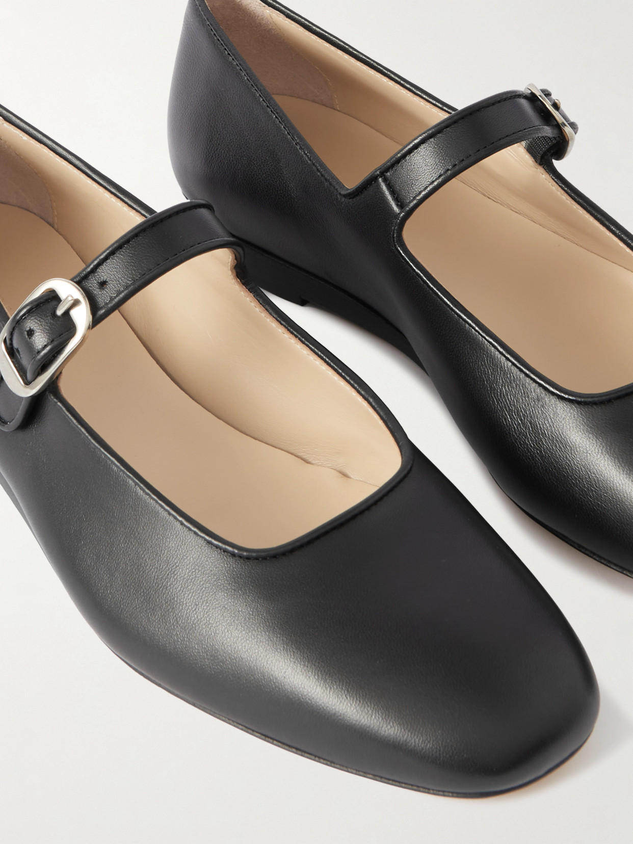 Shop Le Monde Beryl Leather Mary Jane Ballet Flats In Black