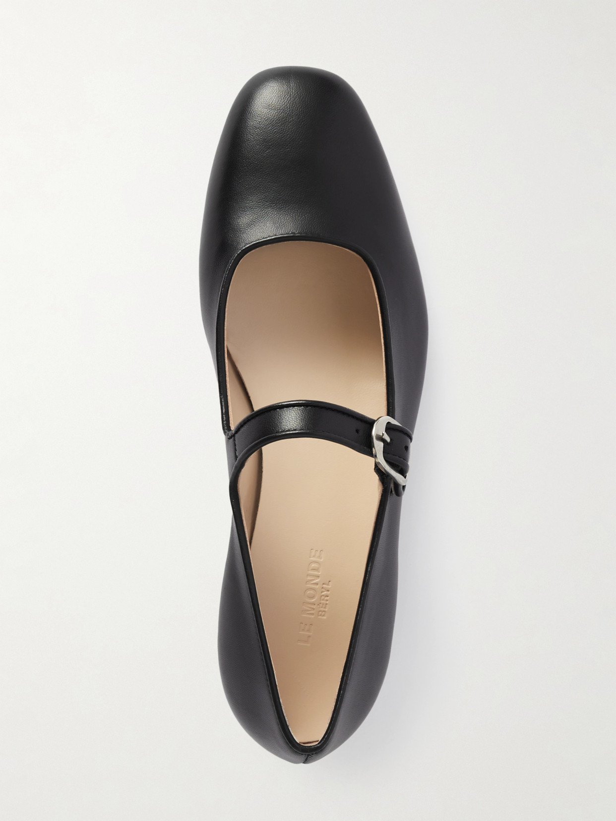 Shop Le Monde Beryl Leather Mary Jane Ballet Flats In Black