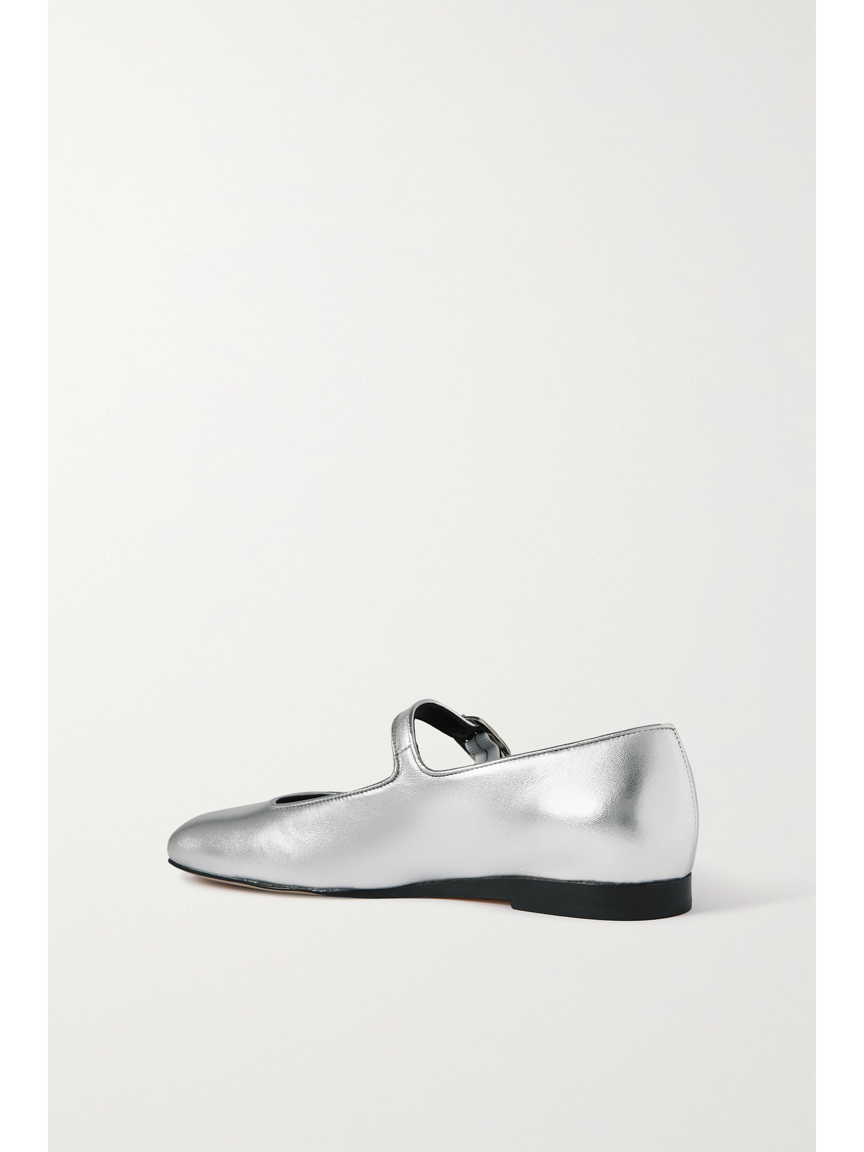 Shop Le Monde Beryl Metallic Leather Mary Jane Flats In Silver