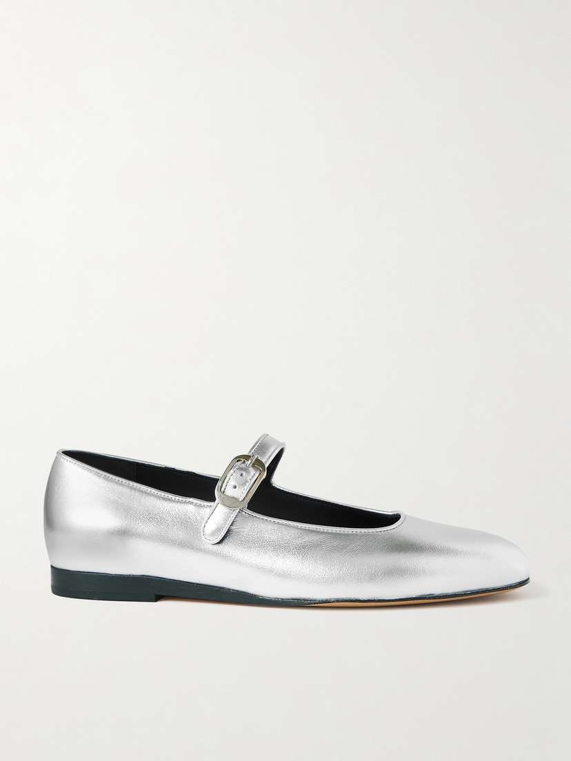Le Monde Béryl Metallic Leather Mary Jane Flats