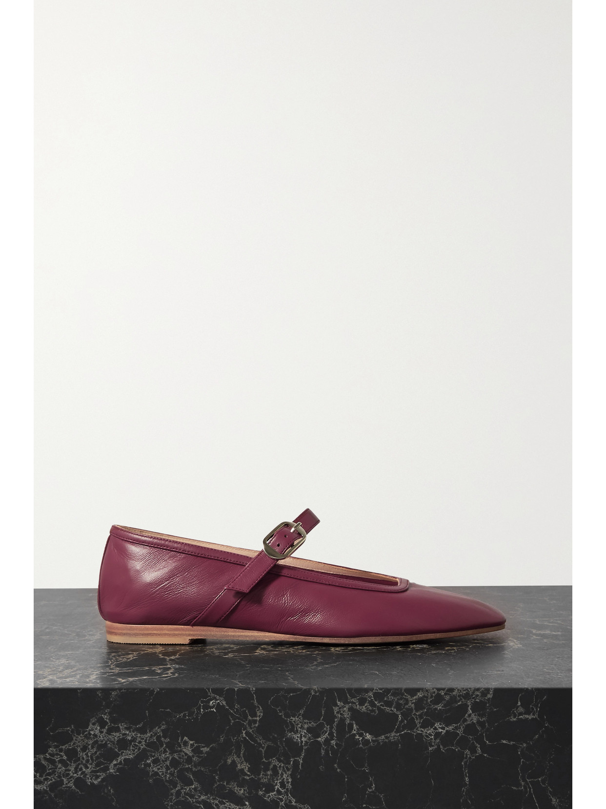 Le Monde Beryl - Leather Mary Jane Ballet Flats - Burgundy