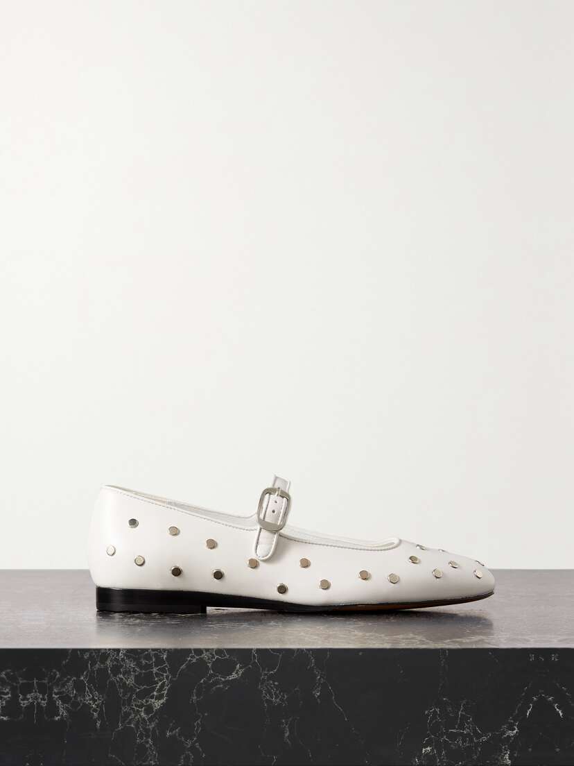 Le Monde Béryl Studded Leather Mary Jane Ballet Flats