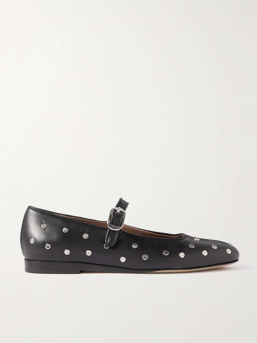 Le Monde Béryl Studded Leather Mary Jane Ballet Flats