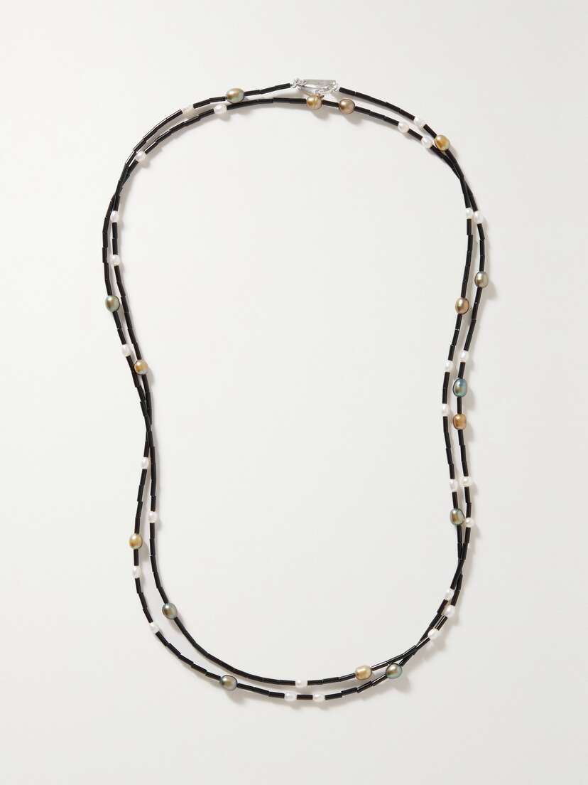 Sophie Buhai + Net Sustain Pearl Urchin 54" Onyx, Pearl And Bead Necklace