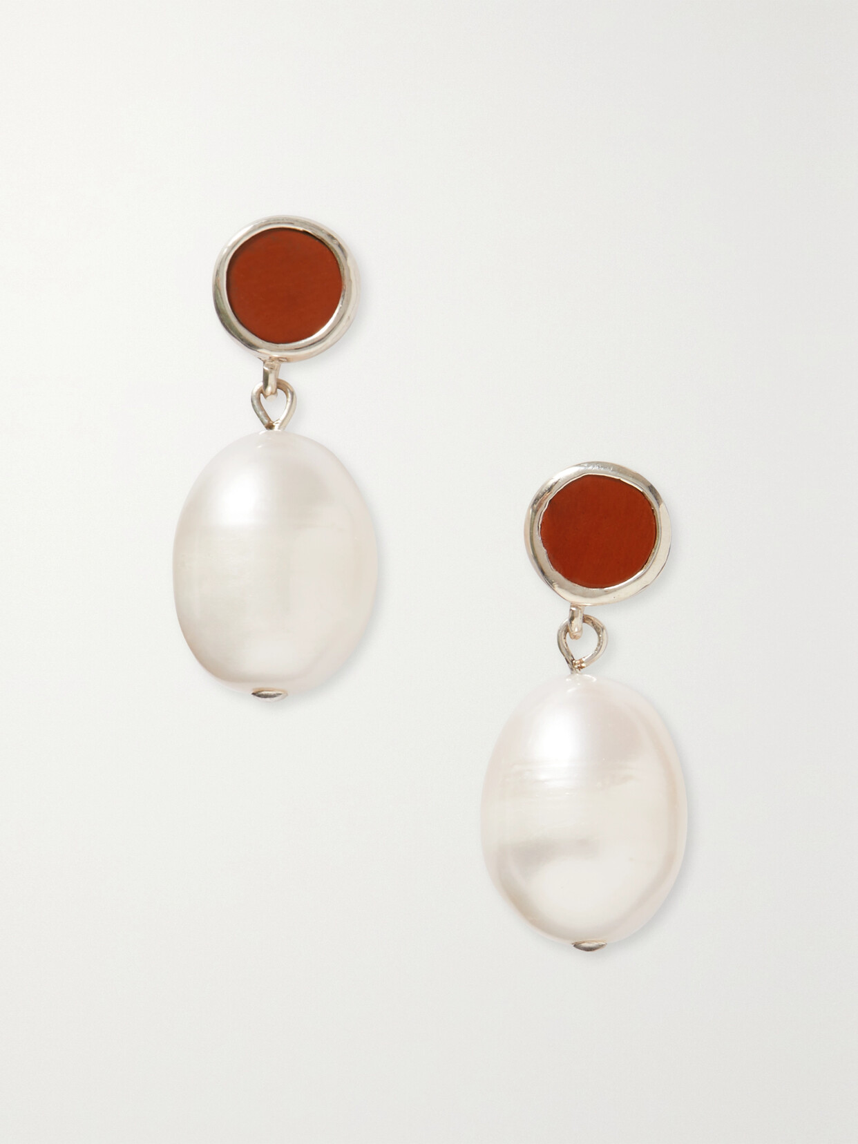 Sophie Buhai - + Net Sustain Neue Silver, Pearl And Jasper Earrings - Red