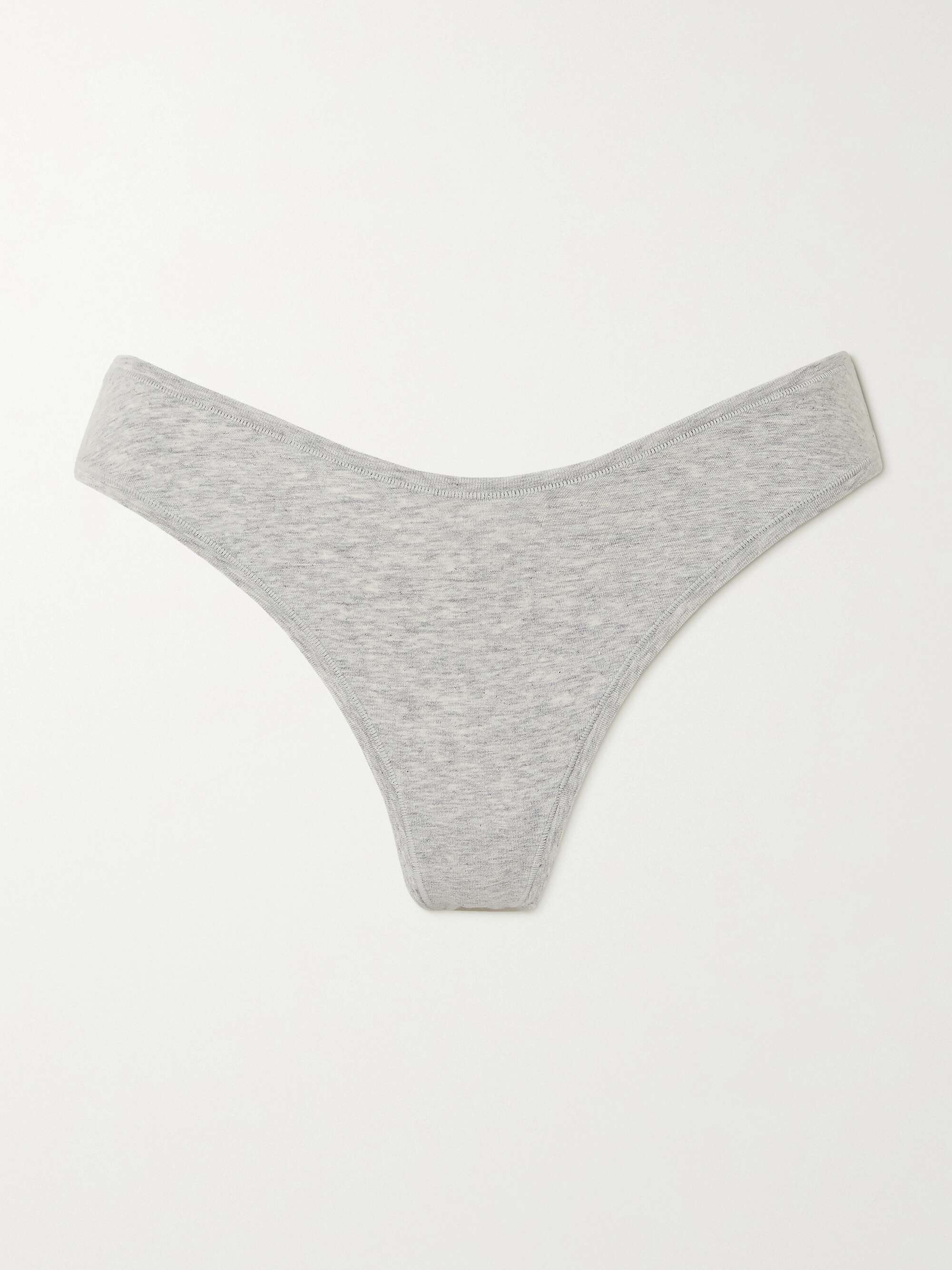 SKIMS CottonBlend Jersey Dipped Thong Light Heather Grey NETAPORTER