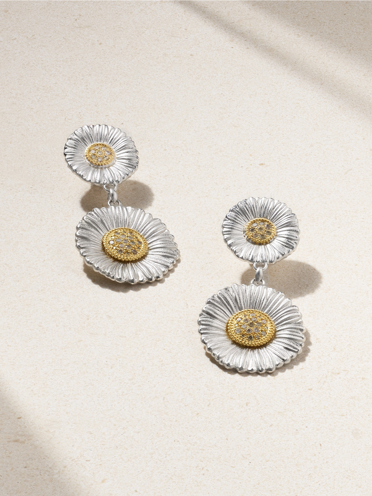 Buccellati Daisy Sterling Silver And Gold Vermeil Diamond Earrings