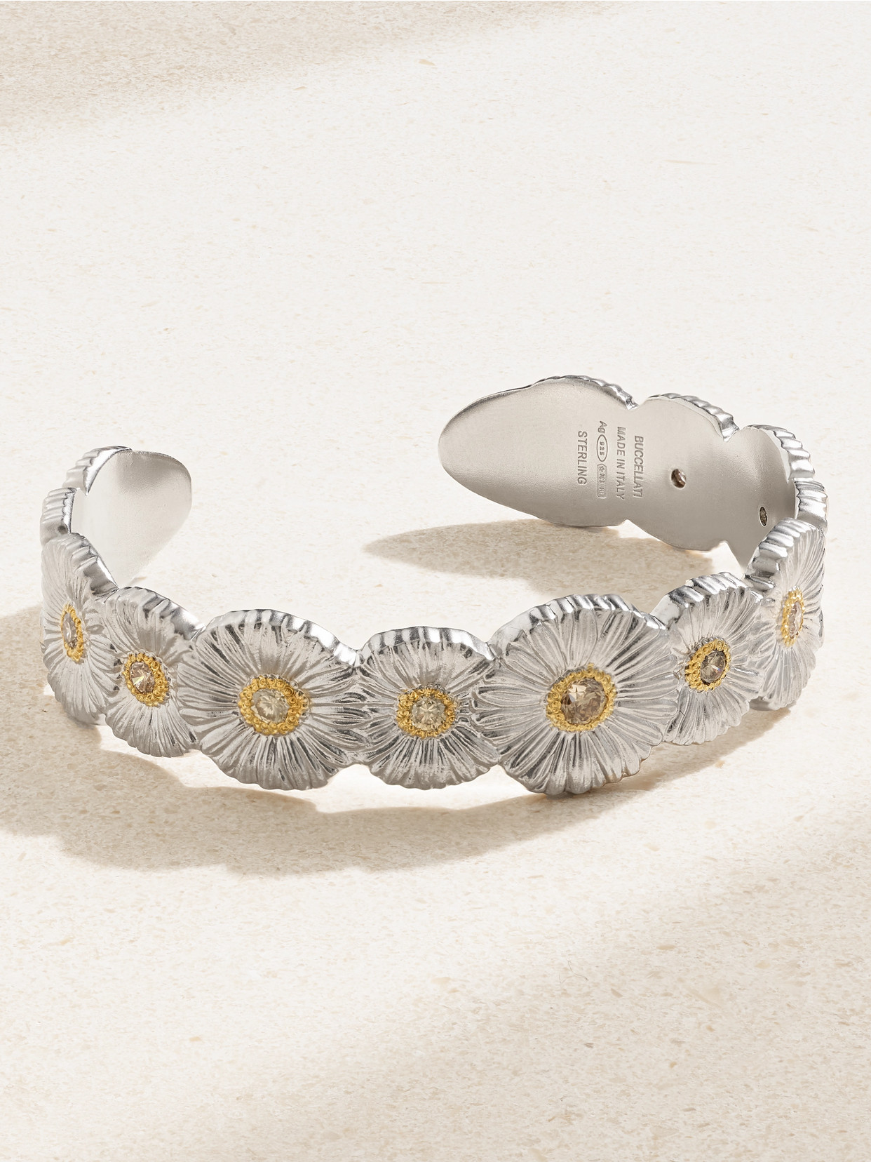Buccellati Blossoms Sterling  And Gold-plated Diamond Cuff