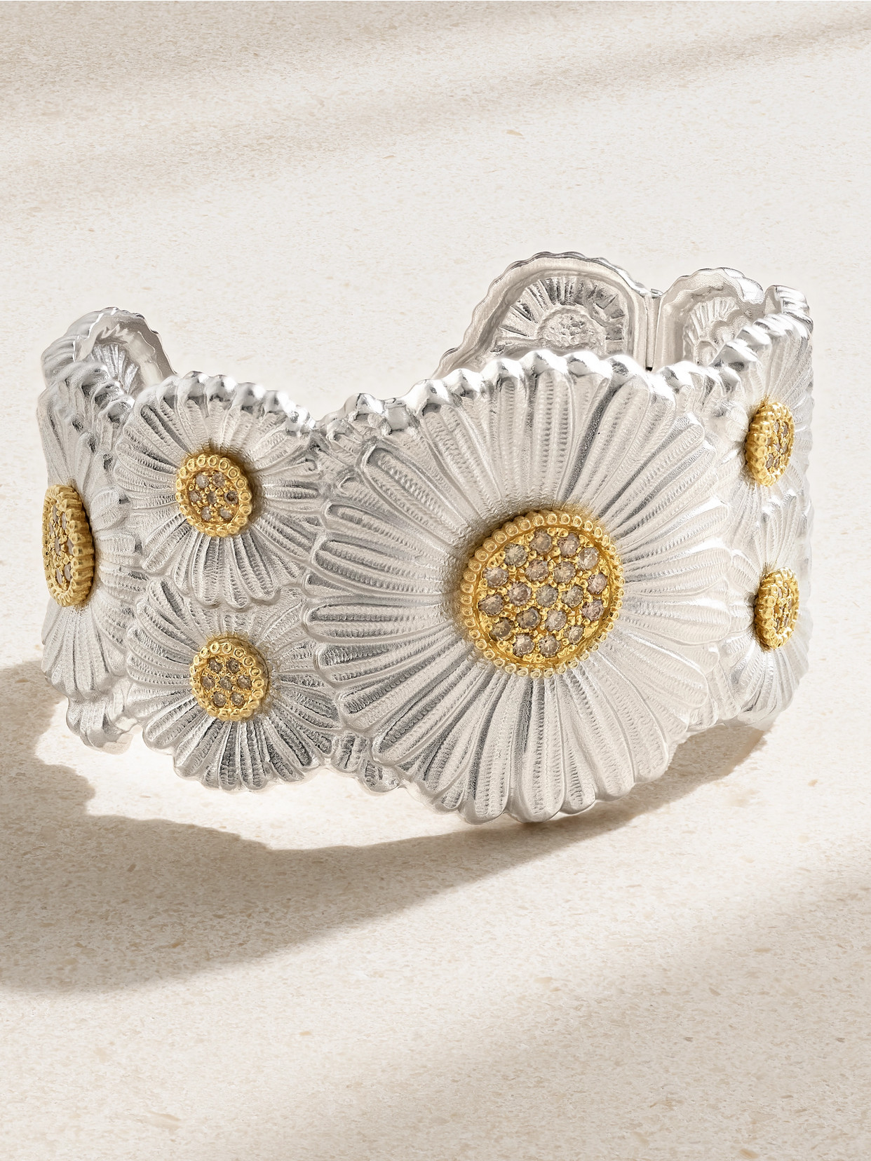 Buccellati Daisy Blossoms Gold-plated And Sterling Silver Diamond Cuff