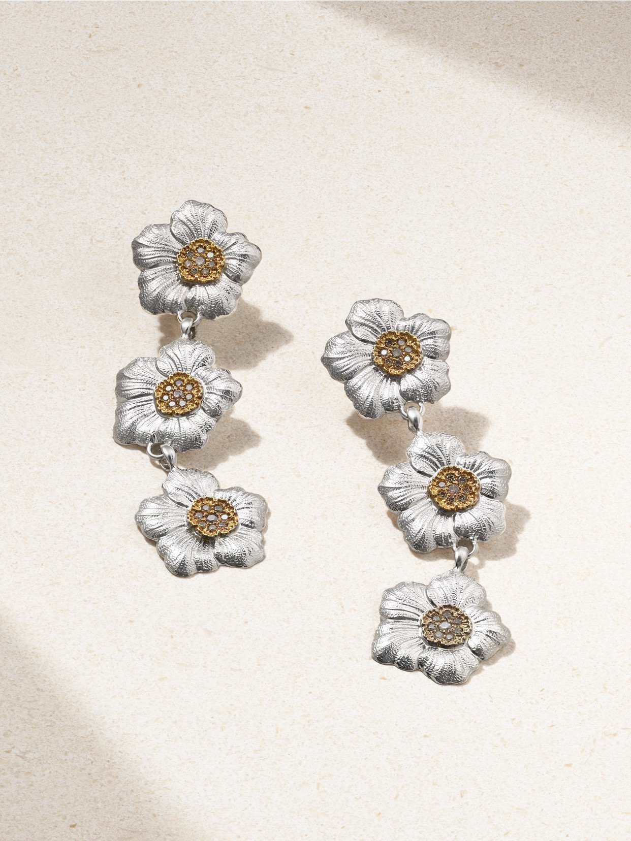 Buccellati Blossoms Sterling Silver And Gold Vermeil Diamond Earrings