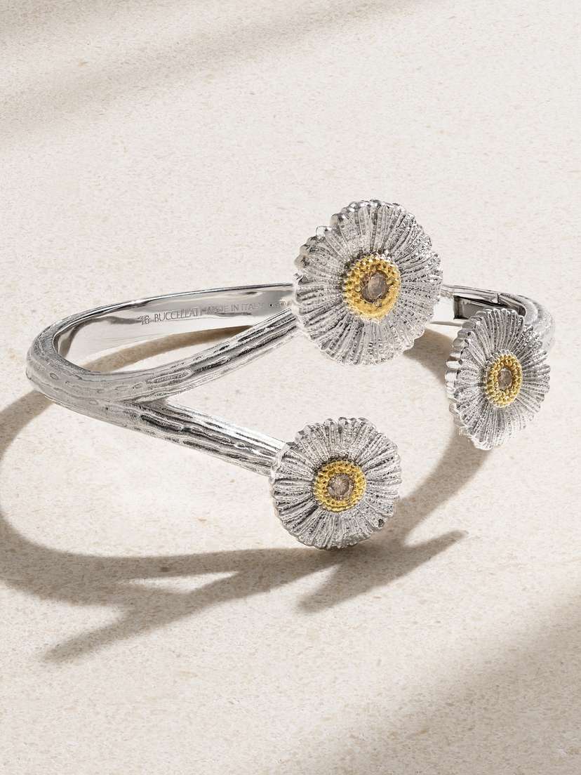 Buccellati Blossoms Sterling Silver And Gold Vermeil Diamond Bracelet