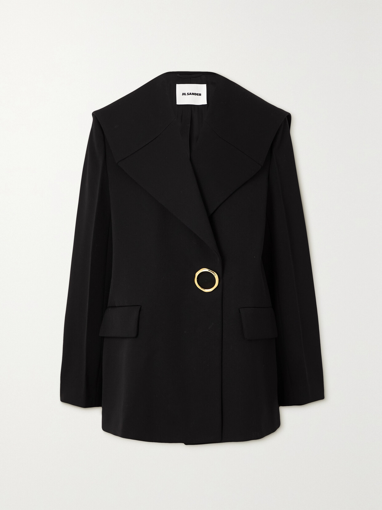 Jil Sander - Oversized Embellished Wool-grain De Poudre Blazer - Black