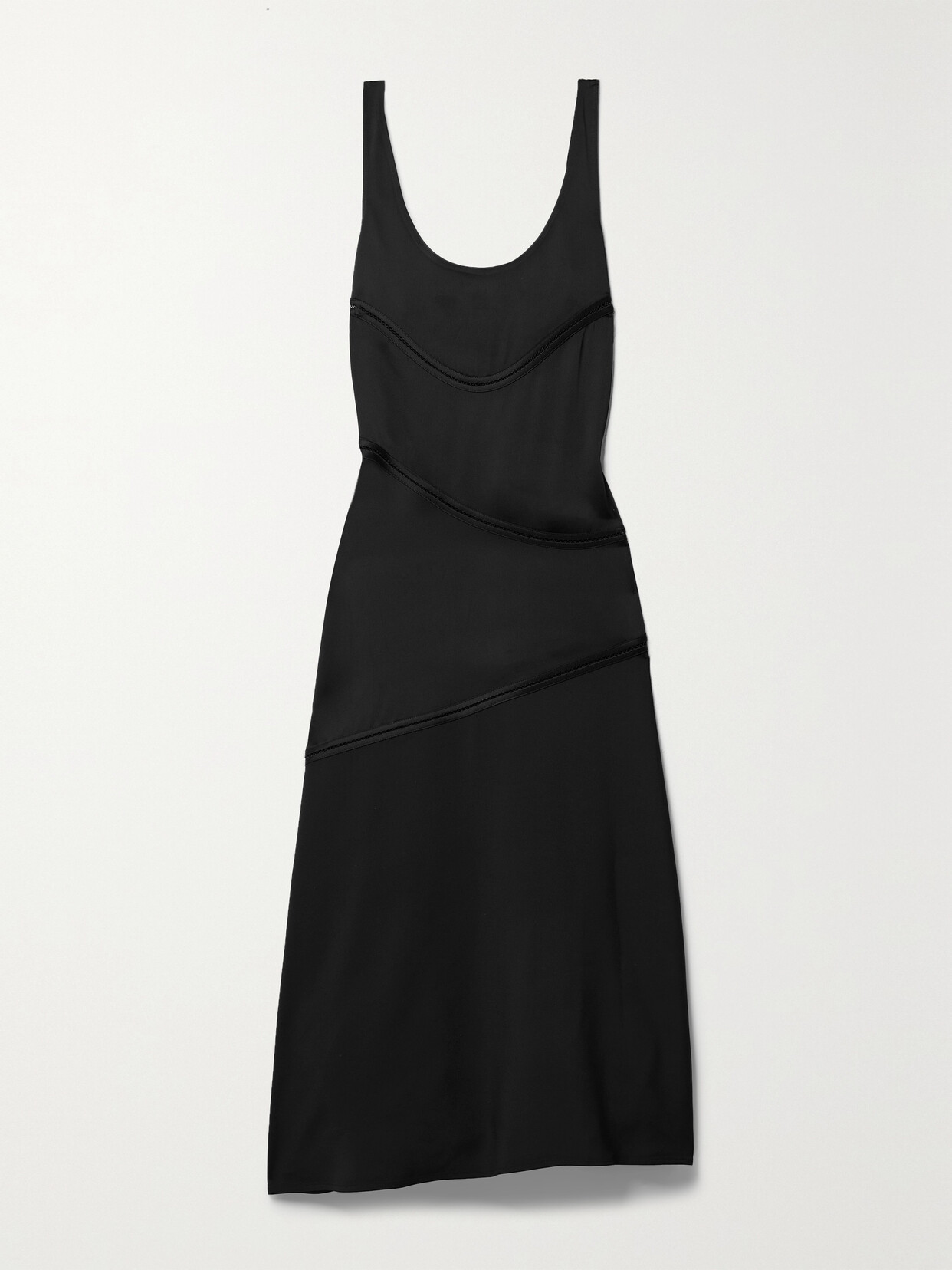 JIL SANDER PANELED SATIN MIDI DRESS