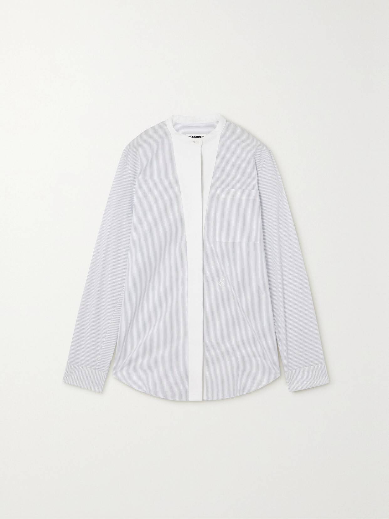 Jil Sander Tuesday Embroidered Pinstriped Cotton-poplin Shirt
