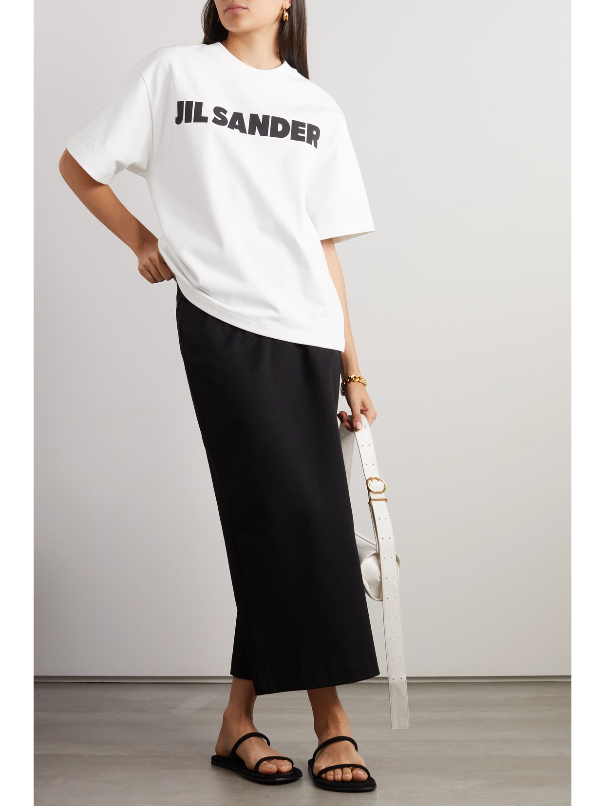 Shop Jil Sander Printed Cotton-jersey T-shirt In White