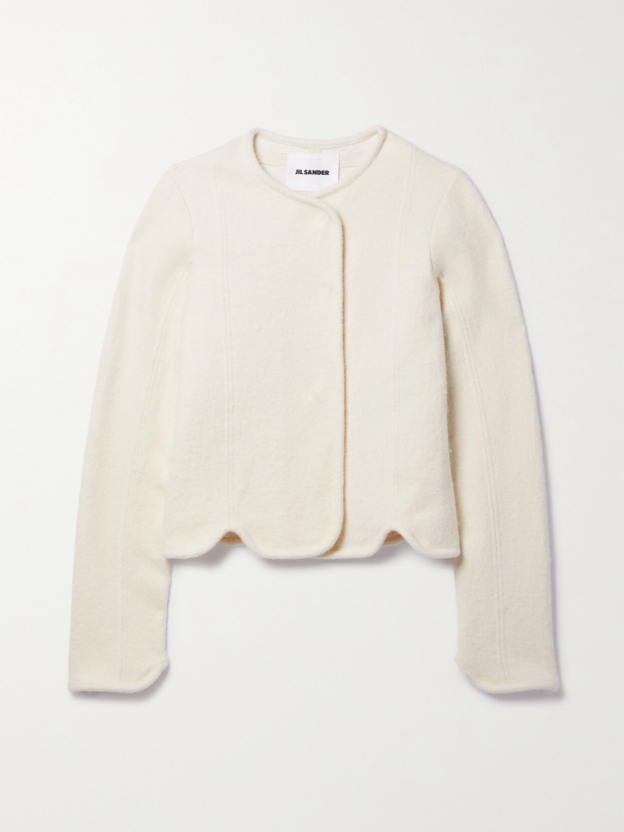 JIL SANDER SCALLOPED COTTON AND WOOL-BLEND JACKET