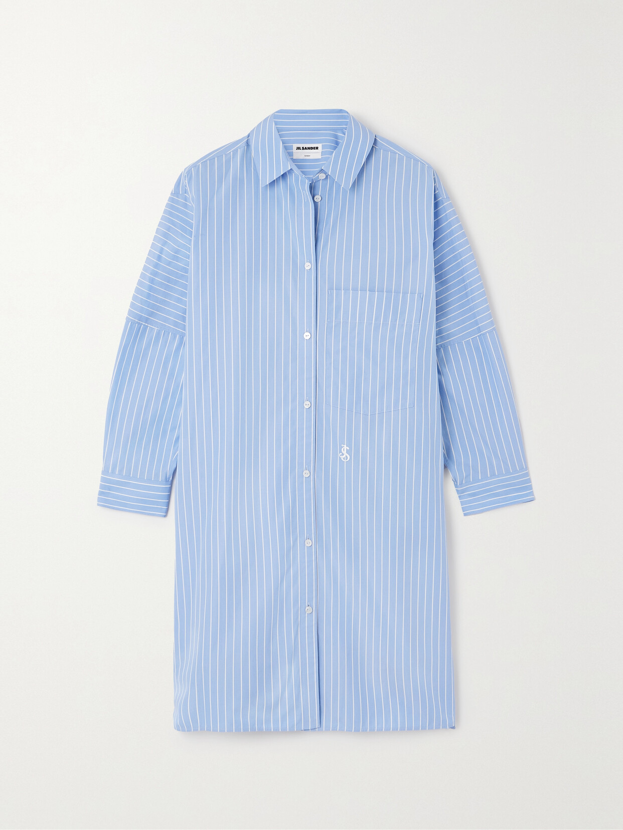 Jil Sander Sunday Embroidered Striped Cotton-poplin Shirt - Blue