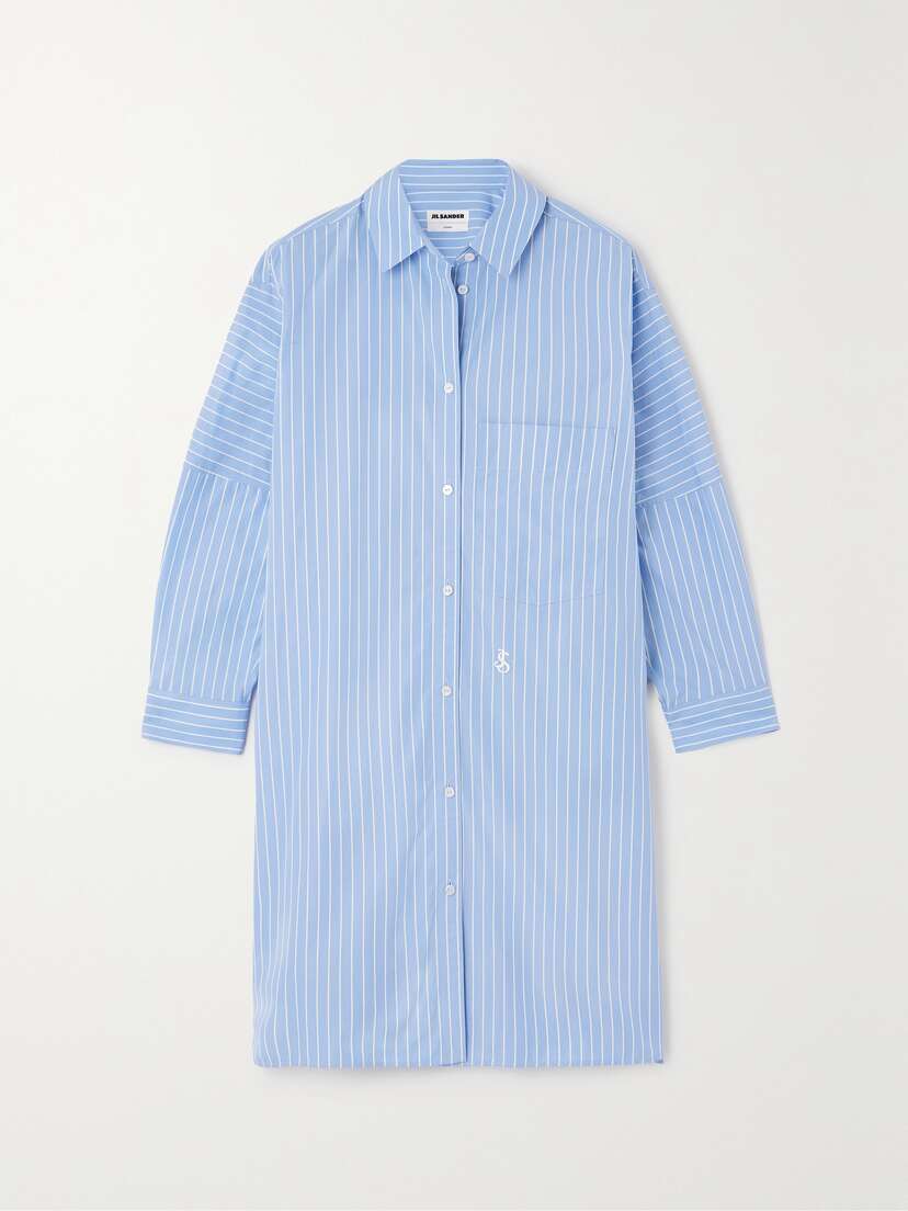 Jil Sander Embroidered Striped Cotton-poplin Shirt