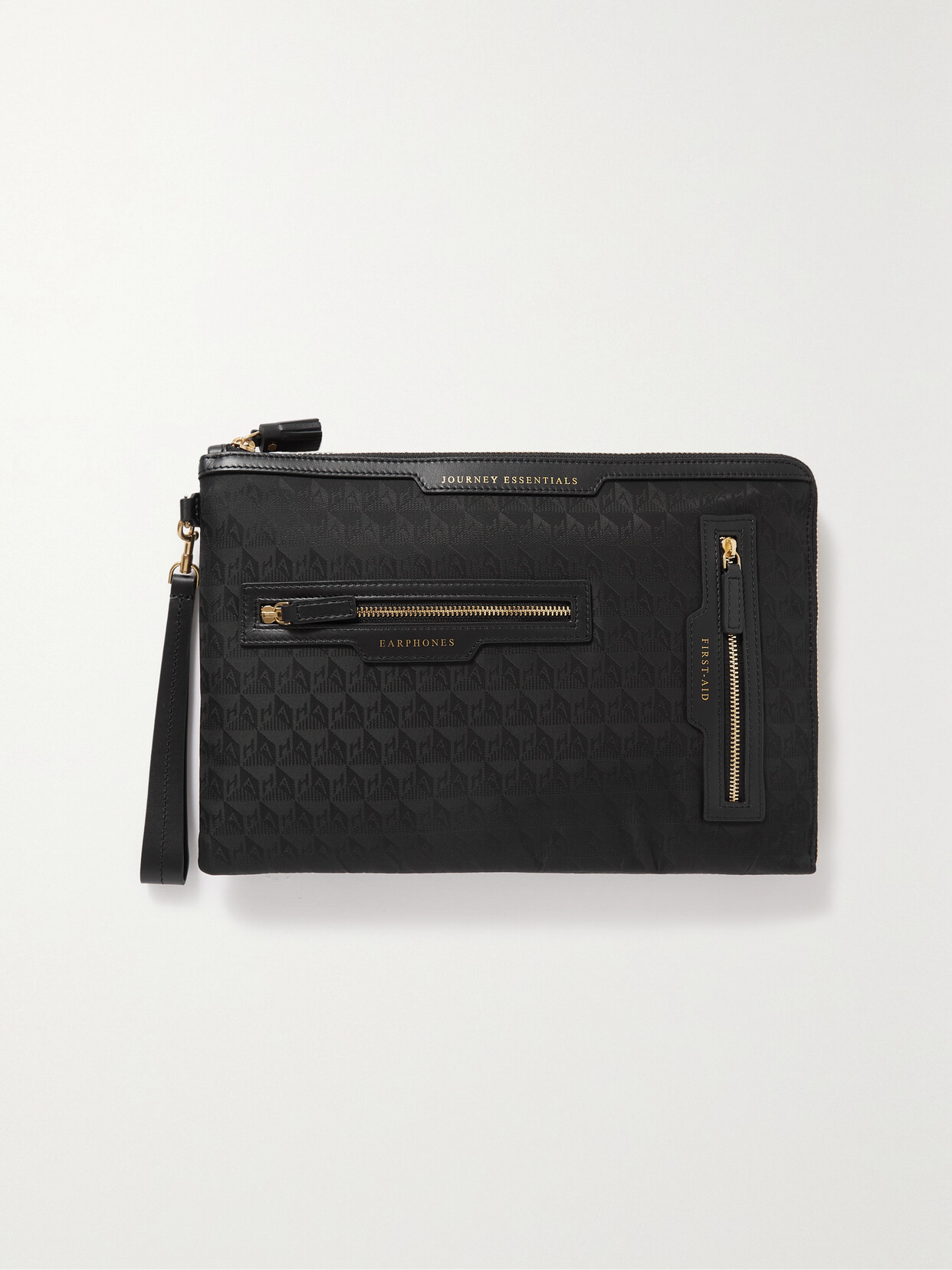 Anya Hindmarch - + Net Sustain Journey Essentials Leather-trimmed Econyl-jacquard Case - Black