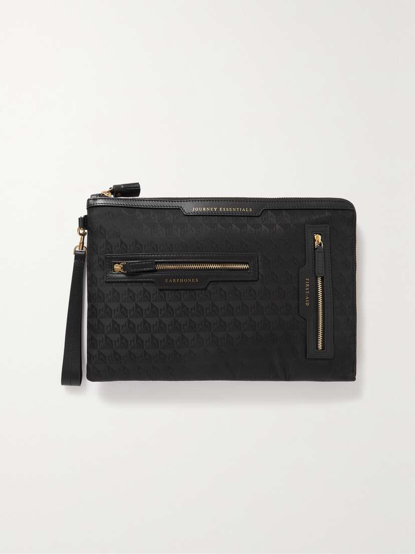 Anya Hindmarch + Net Sustain Journey Essentials Leather-trimmed Econyl-jacquard Case