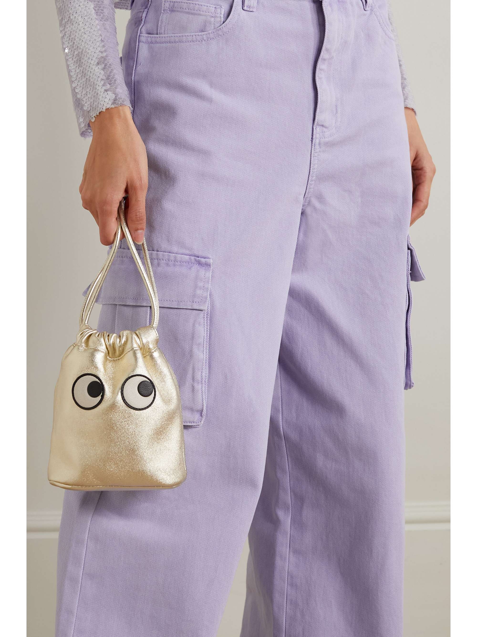 ANYA HINDMARCH Eyes metallic leather pouch NETAPORTER