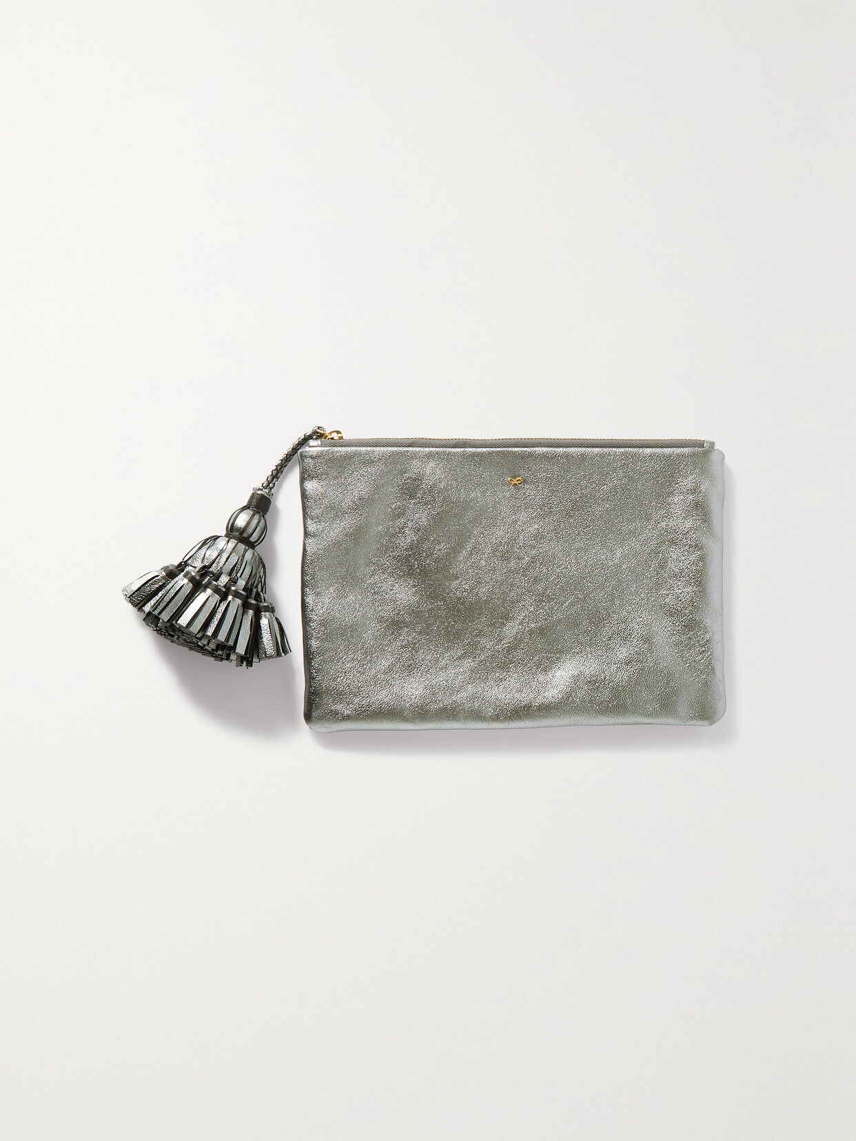 Anya Hindmarch Georgiana Tasseled Metallic Leather Clutch