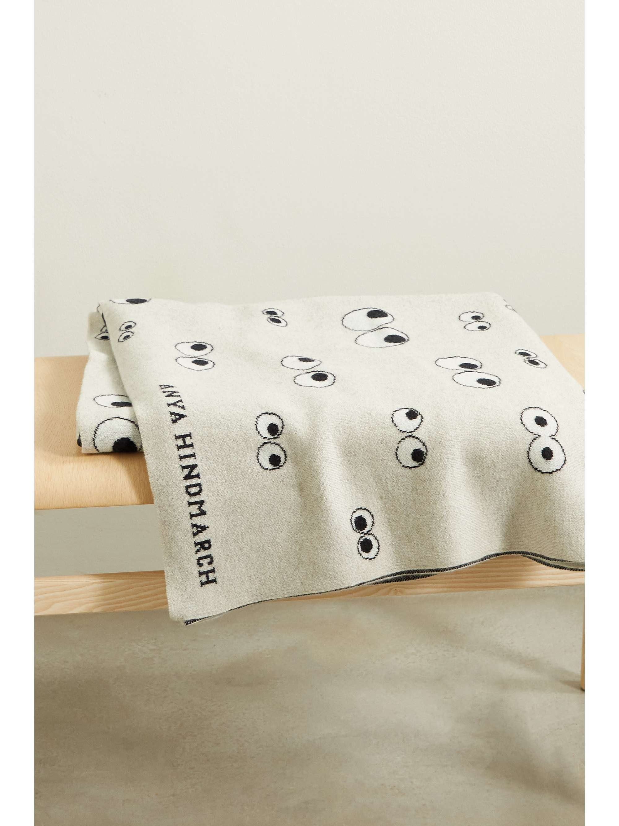 ANYA HINDMARCH All Over Eyes intarsia wool blanket NETAPORTER