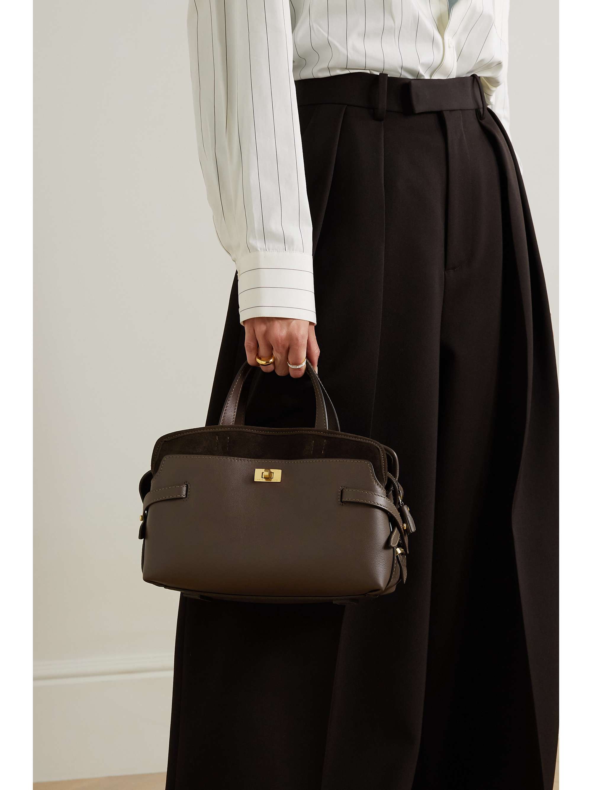 ANYA HINDMARCH Wilson leather and suede shoulder bag NETAPORTER