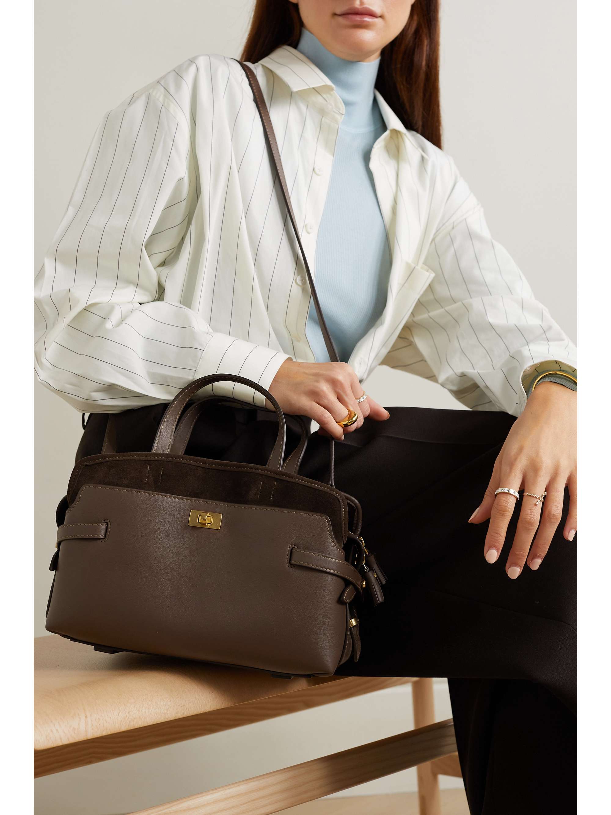 ANYA HINDMARCH Wilson leather and suede shoulder bag NETAPORTER